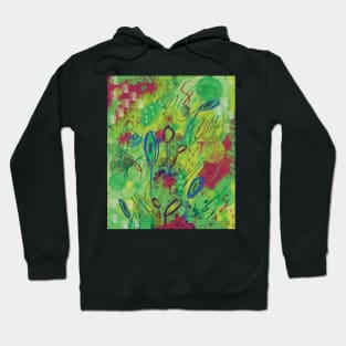 Colorful abstract happy floral burst of colors in green, yellow, blue, purple, and magenta Hoodie